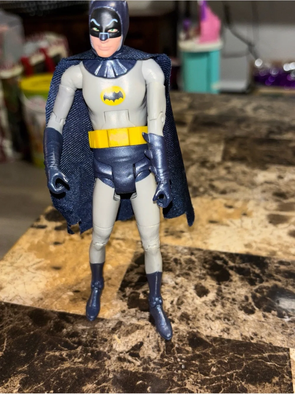 Batman  Dark Blue and Gray Superhero Action Figure with Yellow Belt